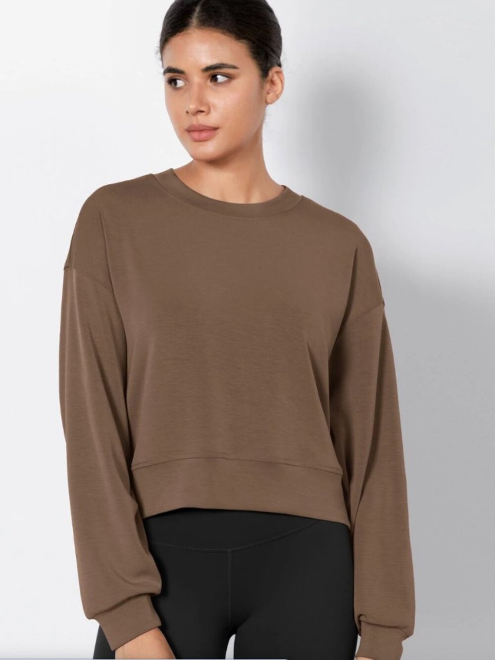 Ododos Modal Soft Long Sleeve Cropped Sweatshirts